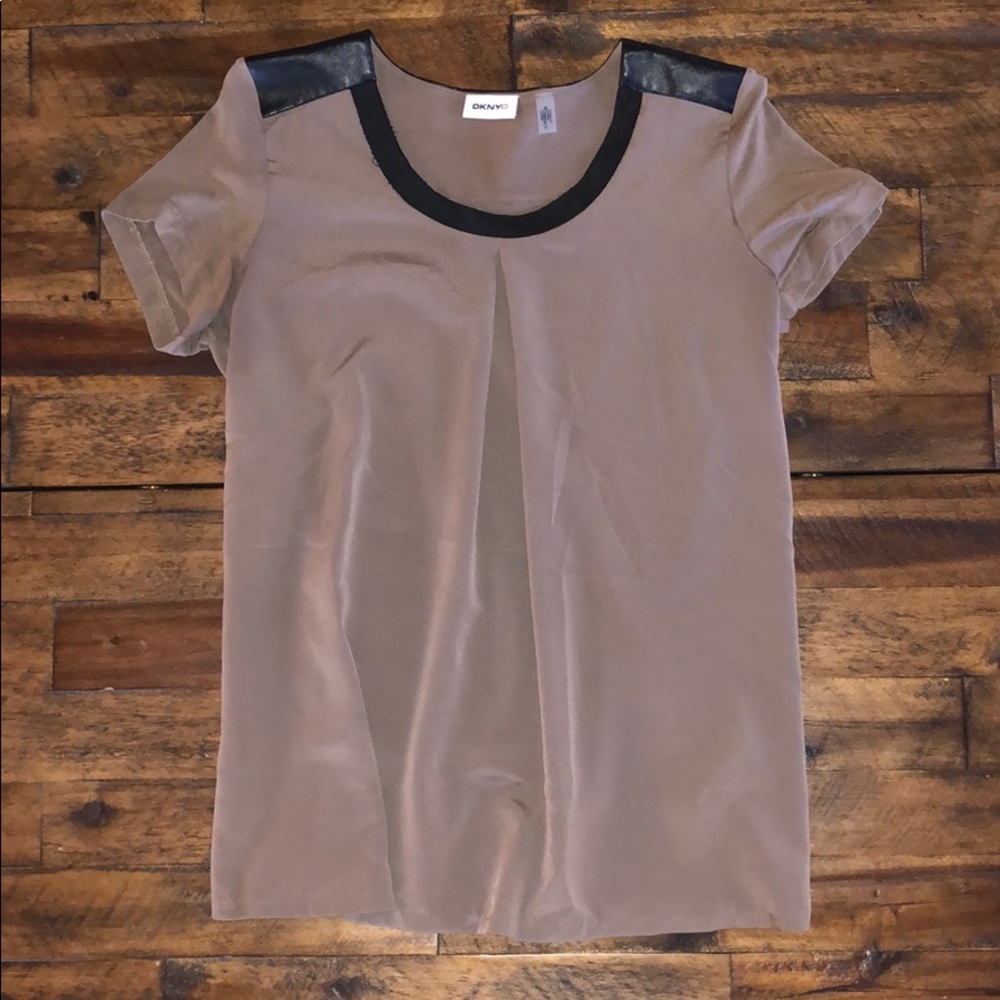 DKNY TShirt ( Dark Tan w/ black leather accent)